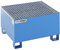 Stahl-Auffangwanne für 200-l-Fässer, LxBxH 800 x 800 x 465 mm, mit Zulassung, blau pulverbeschichtet, mit Gitterrost.