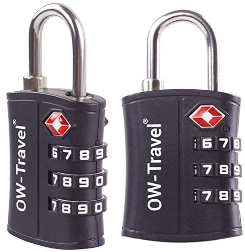 OW-Travel Candado maleta TSA Anti robo. Candado ABS numerico 3 Digitos. Candado Combinacion Taquilla. Candados para mochilas y maletas. Candado Taquilla Gimnasio. Candado seguridad equipaje Negro 2