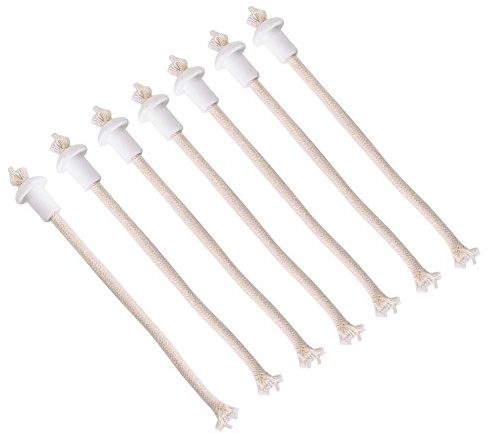 7Pcs Öllampe Docht, Geflochtene Runddocht mit Keramik Halter für Öllampen Flaschlampe Gartenleuchte DIY Cotton Alcohol Torch Wick mit Keramikboden Siphon