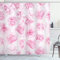 ABAKUHAUS Rose Duschvorhang, Blumengarten Victorian, Stoffliches Gewebe Badezimmerdekorationsset mit Haken, 175 x 200 cm, Soft Pink
