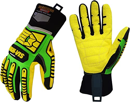 Seibertron HIGH-VIS SDXC5 Mechaniker Hochleistung Technische Hilfeleistung Schnittschutz 5 Handschuhe Handschutz Ebene Schutzhandschuhe Öl und Gas/Ölfeld Sicherheitshandschuhe XXL