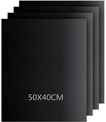 Aiqulai BBQ Mat, Estera de Barbacoa Barbacoa Mat Reutilizable Estera Antiadherente con Acabado de Teflón para Horno - Rejilla para Parrillas Extra Grande 50 x 40 cm(Set de 4)