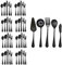 MagicPro Flatware, 45-Pieces Stainless Steel Cutlery Set in Black, Modern Royal Design, Service For 8, Dishwasher Safe