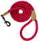 Mile High Life Laisse en Corde de Coton tressée avec poignée en Cuir et Fermoir Robuste en métal(Red, 122 CM)