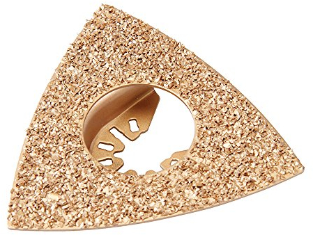 80mm Multi-Tool Triangular Rasp Saw -Carbide Grit- Universal Open Back/Tool Free Quick Change Oscillating Power Tool Bit – Grout & Mortar Remover Rake Pointing Bit File