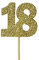 Anniversary House 12pcs Gold Glitter 18th Birthday Cake Toppers, 3.8 x 4.5cm, Age 18 Cupcake Toppers, Paper, Birthday Cake Decorations, Number 18 Celebrations, Bamboo Picks, J062