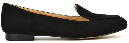 ESSEX GLAM Womens Flat Slip On Loafers Shoes Ladies Mocassins Slippers Ballet Black Faux Suede Pumps Size 3