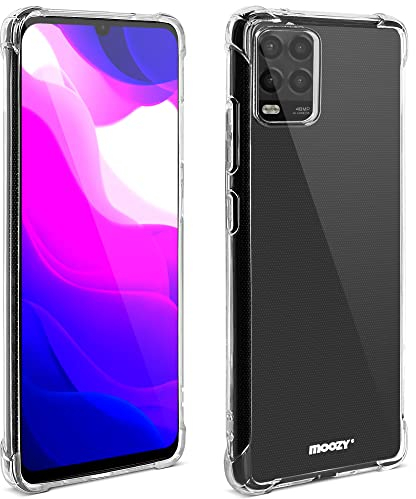 Moozy Transparent Silikon Hülle für Xiaomi Mi 10 Lite 5G - Stoßfest Klar TPU Case Handyhülle Schutzhülle