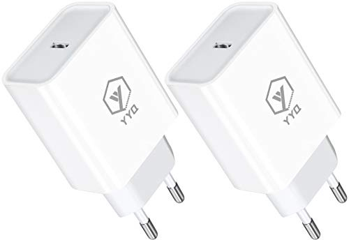 YYQ USB C Ladegerät 20W, Schnellladegerät PD 3.0 Netzteil für iPhone 15 14 13 12 11 PRO Max SE XS Max XR 8, Galaxy S24/S23/21 Ultra S20 S9 (2 Pack)