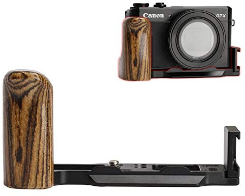 WEPOTO G7XII Handgrip L-Shape Grip with Quick Release Plate for Arca,Wood Side Handle,Compatible with Canon PowerShot G7X Mark II -GP-G7XII-M