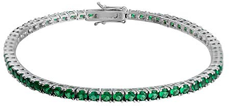 Gold Gala Tennis Armband 925 Sterling Silber Zirkonia Herren Damen (Smaragd, 20.50)