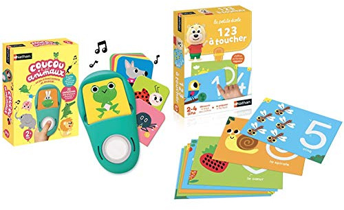 Nathan - Coucou Les Animaux - Jeu éducatif électronique dès 2 Ans & 123 à Toucher - Chiffres Rugueux pour se préparer à l'écriture de 2 à 4 Ans