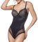 Selene, Body Mujer Reductor, con Aros y Copas Moldeadoras, Parte Inferior Sin Costuras, Colección Violeta, Color Negro, Copa 95 C