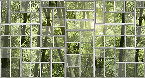 Architects Paper Fototapete Fenster Grün | Natur Grau Perspective | Atelier 47 5.00 m x 2.70 m Grün Grau Weiß