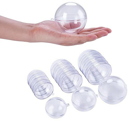 HENGBIRD Lot de 20 boules de Noël transparentes en acrylique à remplir soi-même - 3/4/5/6 cm - 5 boules de Noël en plastique transparent
