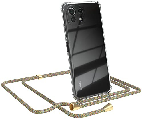 EAZY CASE Handykette kompatibel mit Xiaomi Mi 11 Lite/Mi 11 Lite 5G / 11 Lite 5G NE Handyhülle mit Umhängeband, Handykordel mit Schutzhülle, Silikonhülle, Hülle mit Band, Stylische Kette, Rainbow