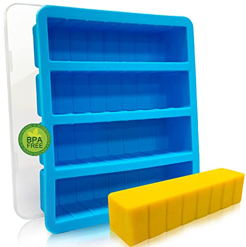 Silicone Butter Mold with Lid, Walfos Non-Stick Tray Fits Standard Butter Stick Size, Large Cavity, Holds 8 Tablespoons, Ideal For Soap Bar, Energy Bar, Brownie, Cake