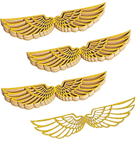 50 Stück Wizard Party Schokolade Dekoration Goldene Flügel Schokolade Cupcake Topper Dekor mit Klebepunkten Ausgehöhltes Partyzubehör