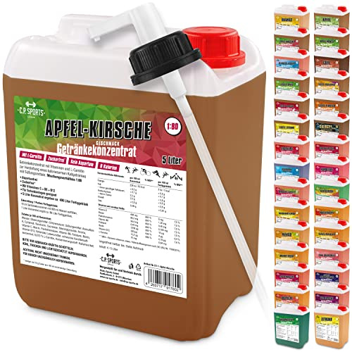 C.P. Sports sirop pour boissons POMME-CERISE 5 litres + distributeur à pompe