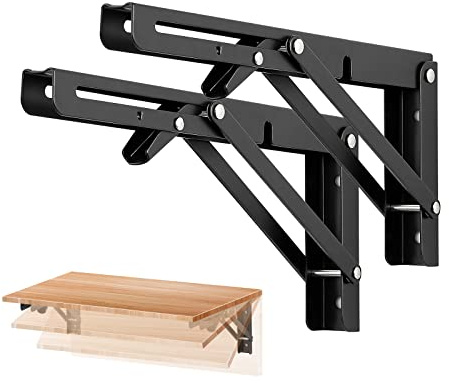 Ravinte Matte Black Folding Shelf Brackets, 10 Inch, 2 Pack