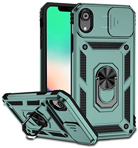 Hitaoyou iPhone XR Case with Kickstand, Camera Cover, Heavy Duty Protection, Military Grade, Green