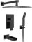 Rainsworth 3-Funktions Duschsystem Unterputz mit Armatur Badewanne, Hochmoderne Air Injection Technology - 12 Quadratischer Regenduschkopf - Messing und Edelstahl, Unterputz Duscharmatur Schwarz