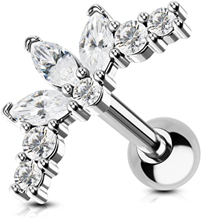 OUFER 16G Argento Orecchino Cartilagine Helix Piercings Studs Acciaio Chirurgico CZ Conch Jewelry Elica Cartilage Earring Tragus Trago Ear Upper Lobe