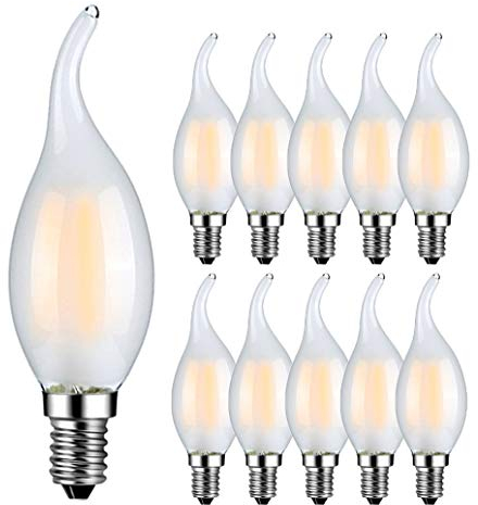 RANBOO E14 LED Lampe 6W ersetzt 60W, Warmweiss 2700K, 600 Lumen, in Kerzenform Perfekt für Kronleuchter, Filamentstil, Nicht Dimmbar, Matt Glas, 10er-Pack