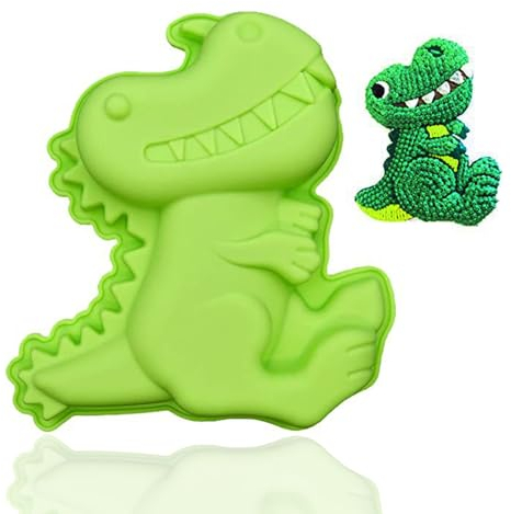 Half Forest Molde Pastel Dinosaurio 3d Molde Hornear Dinosaurio 3d Molde Dinosaurio Antiadherente Moldes Silicona Dinosaurio Para El Cumpleaños Dino Cake Fiesta Cumpleaños Infantil(Verde)