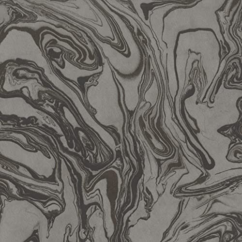 Marble Charcoal Silver Wallpaper - Black Textured Embossed Metallic Paste The Wall Modern Contemporary