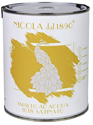 NICOLA VERNICI Smalto Acrilico a Base di Acqua, Per Interni ed Esterni, Made in Italy, Giallo Satinato - Formato 1 lt