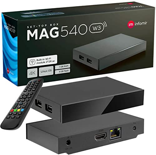 Zedo MAG 540w3 Original Linux 4K IPTV Set Top Box with Built-In DUAL WiFi 5G (802.11ac 2T2R) Internet TV IP Receiver HEVC 4K HDR MAG524w3 524 UHD UK Plug
