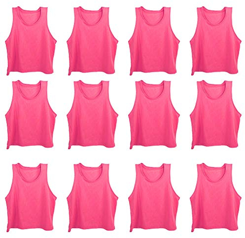 Cyrank 12 Teens Scrimmage Practice Jerseys, Mesh Scrimmage Team Practice Vests Pinnies Jerseys Sports Vest for Children Youth Sports, Football, Basketball, Volleyball
