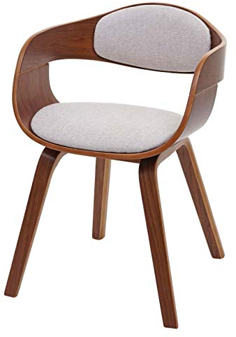 Mendler Chaise Visiteur HWC-A47 Finition Noyer, Tissu/créme-Beige