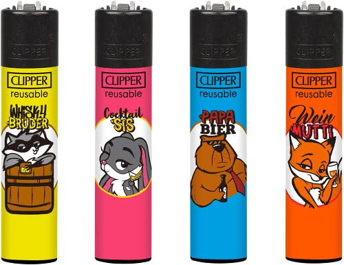 Clipper Feuerzeug 4er Set: (Waldtiere)