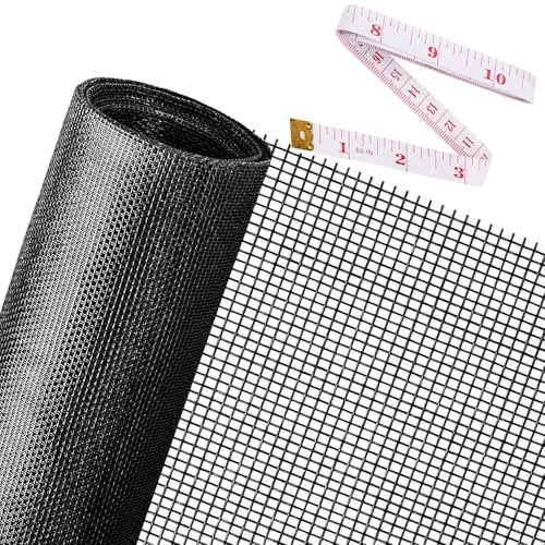 Ouskr Moustiquaire de fenêtre de rechange en maille durable de 150 x 274 cm pour fenêtre de porte de patio, porche, kit de réparation réglable en fibre de verre pour animal de compagnie, noir