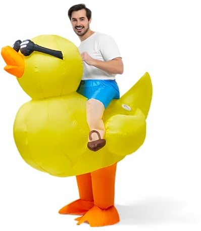 Spooktacular Creations Adult Inflatable Costume Riding a Duck Air Blow-up Deluxe Ride On Halloween Costume