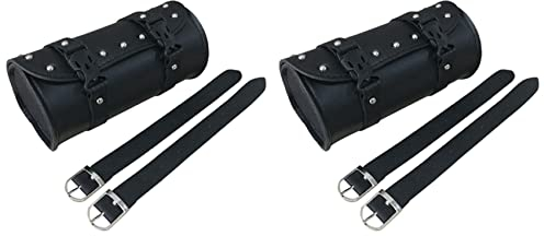 NIEI 2X Motorrad Leder Universal Werkzeug Rollensattel Runde Tasche Koffer