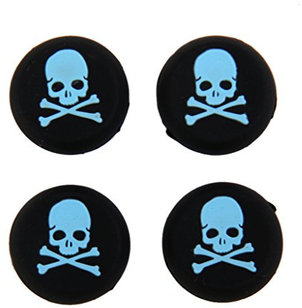Tiuimk Lot de 4 capuchons en silicone pour manette de PlayStation 4 Motif tête de mort Bleu