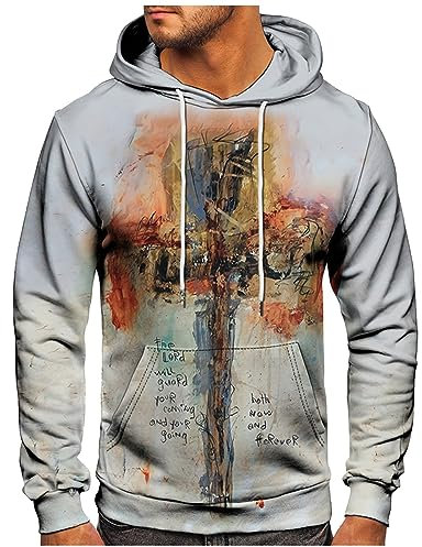 Rosennie Hoodie Herren Motorrad Hoodie Herren Rollkragenpullover Herren Hoodie Ärmellos Herren S-6Xl Tie Dye Cross Druck Kordelzug Kapuzenpullover Mit Taschen Pulli Decke (Armeegrün, 5XL)