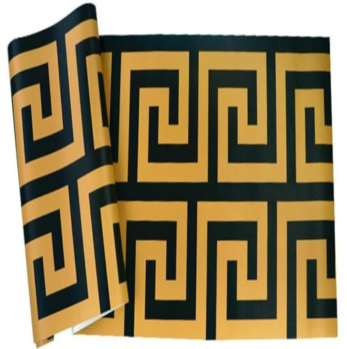 Retro Greek Key Wallpaper Geometric Pattern Wallpaper Non-Woven TV Background Bedroom Hotel Wall Decoration Roll0.53m*10m (0.53m*10m,style1)
