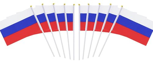 10 Stück 44 Arten von asiatischen europäischen Kunststoff-Stangen Hand winken Flagge (Russland)