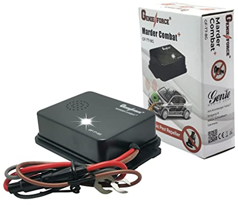 GENIE FORCE Genieforce® GF-T7-8G - Ahuyentador de martas inteligente para martas, dispositivo ultrasónico para coches, fácil instalación, ultrasónico, resistente al agua, conexión de batería de coche