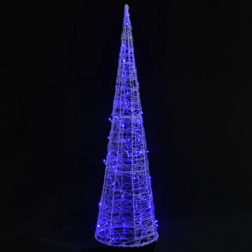 Homgoday LED-Weihnachtspyramide, leuchtender Weihnachtsbaum, beleuchteter Kegel, Weihnachtslicht, Innendekoration, dekorative Beleuchtung, Acrylkegel, blaue LED-Lichter, 90 cm
