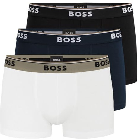 BOSS Herren Power Boxer Trunks Unterhosen Cotton Stretch 3er Pack, Farbe:Mehrfarbig, Wäschegröße:S, Artikel:-979 Navy/Black/White
