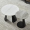 okwish Satztische Couchtisch Rund 2 er Set, Beistelltisch Set, Sofatisch, Kaffeetisch mit Metallbeinen und Tischplatte aus Schiefer,Wohnzimmertisch,Modern, Weiß und Grau