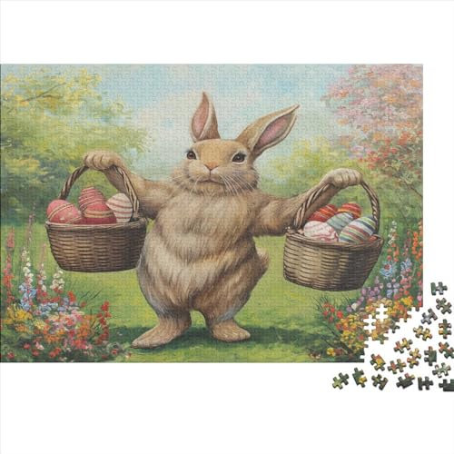 Osterhase Hölzerne Puzzles 1000 Teile Stress Relieving Puzzles Ostereier Unmögliches Puzzle Für Die Ganze Familie Einzigartig Ostern Geschenke 1000pcs (75x50cm)