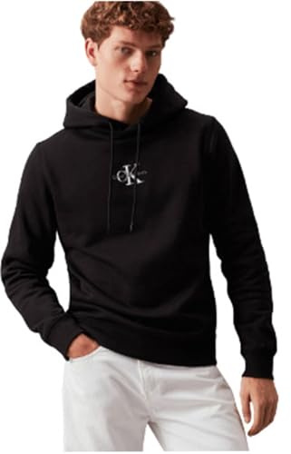 Calvin Klein Herren Monologo Pullover Hoodie, Ebenholz, XL