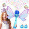 Bombble Seifenblasenstab mit Flügeln, Elektronische Seifenblasenmaschine Kinder 5000+Blasen/Min mit 2xSeifenblasenlösung/LED für Hochzeit/Party, Seifenblasenspielzeug Geschenk für Mädchen&Junge 345678