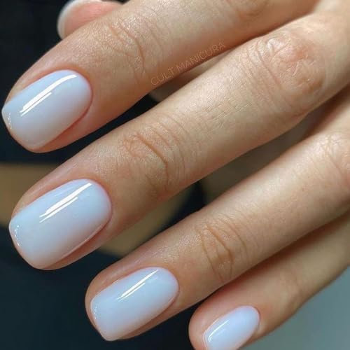 MrCuvaryas Press on Nails Kurz, Square Nägel zum Aufkleben Fake Nails Künstliche Fingernägel mit Nagelkleber, Glossy Einfarbige Kunstnägel zum Aufkleben NailTips für Frauen (White Nude, 24pcs)